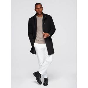 Ombre Clothing Мъжко приляно структурирано палто с висок яка - черно V1 OM-COWC-0136 Ombre Clothing Ombre Clothing | Cheren | МЪЖЕ | M