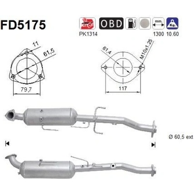 Filtr sazových částic, výfukový systém AS FD5175