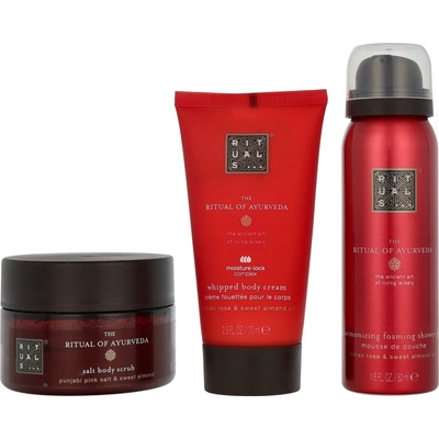 Rituals TRIAL SET AYURVEDA darčeková sada The Ritual of Ayurveda sprchový gél 50ml + The Ritual of Ayurveda telový krém 70ml + The Ritual of Ayurveda telový peeling 125g