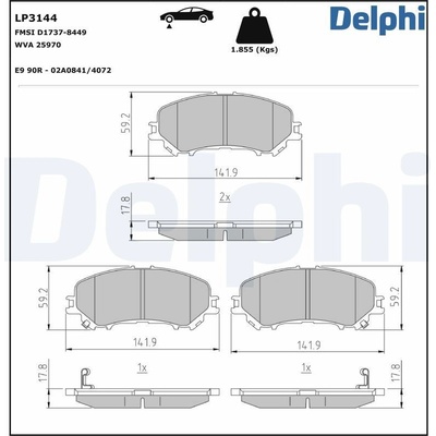 Sada brzdových platničiek kotúčovej brzdy DELPHI LP3144