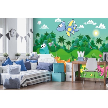 DIMEX ART s. r. o Самозалепваща се флизелинова фототапета динозаври в гората 375 x 250 см