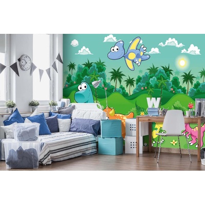 DIMEX ART Самозалепваща се флизелинова фототапета динозаври в гората 375 x 250 см