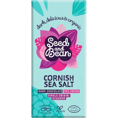 Seed and Bean 70% hořká Ekvádor mořská sůl Cornish BIO 75 g