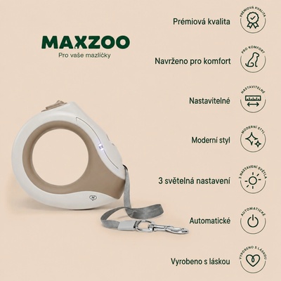 MAXZOO Samonavíjecí vodítko pro psy s LED osvětlením