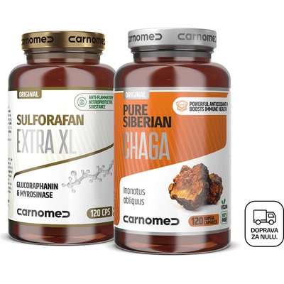 CarnoMed Sulforafan EXTRA XL 120 kapsúl+ Pure Siberian CHAGA 500mg 120 kapsúl