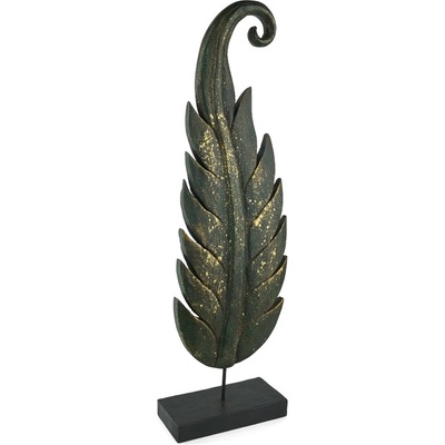 Dřevěná dekorace Twisted Leaf zelená pravá - střední