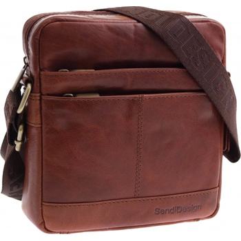 Sendi Design pánska kožená taška cez rameno B-710 koňakovo hnedá