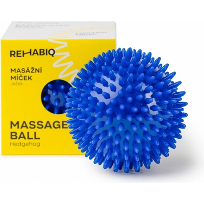 Rehabiq Masážna loptička ježko, modrá 10 cm