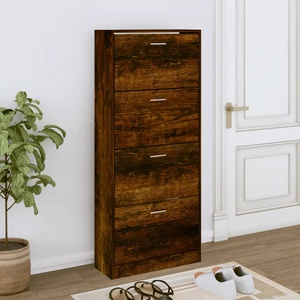 vidaXL Шкаф за обувки, опушен дъб, 63x24x147 см, инженерно дърво (342547)