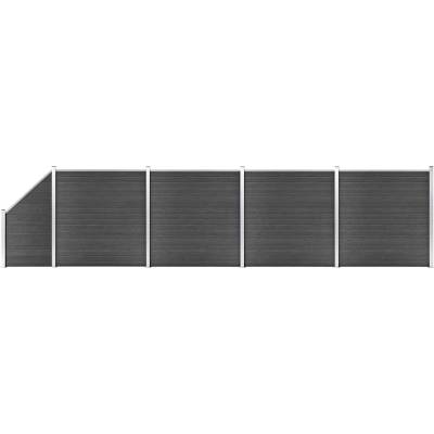 vidaXL Set plotových dílců WPC 792 x (105–186) cm černý