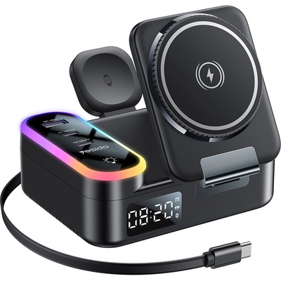 YESIDO Стойка за безжично зареждане Yesido DS38 - 8in1, MagSafe, Fast Charging, за iPhone, Apple Watch, Earbuds, 65W - Черна
