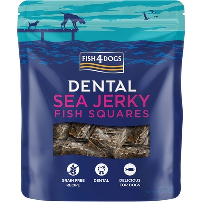 4DOGS FISH Pamlsky pre psov DENTAL SEA mořská ryba čtverečky 115 g