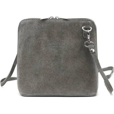 Malá kožená celozipová crossbody kabelka L2813-13 šedá