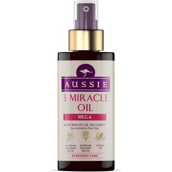 Aussie Mega olej pro normální až jemné vlasy Australian Macadamia Nut Oil, Australian Safflower Seed Oil, Coconut Oil 100 ml
