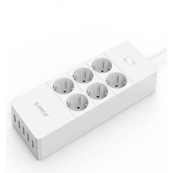 ORICO 6 AC Outlets and 5 USB Charger Smart Surge Protector - разклонител с 5xUSB порта и 6хAC изхода (бял)