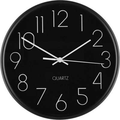 4Living Jednoduché nástenné hodiny, priemer 25 cm, čierne