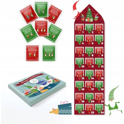 ACORUS - Adventný kalendár s čajom 2025 – 24 vrecúšok, 8 príchutí Vianoce
