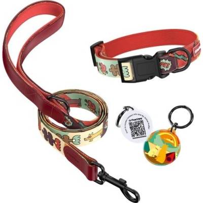 PawView Sada personalizovaného vodítka a obojku pro psy ve stylu Sunrise