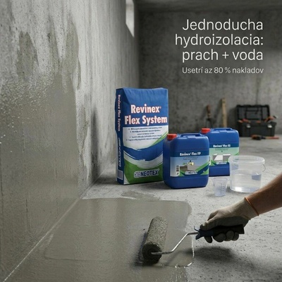 NEOTEX Revinex Flex + voda – ekonomická hydroizolácia pivníc a základov