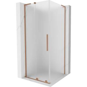 Mexen Velar L плъзгаща се душ кабина 100 x 100 см, матирано стъкло, четкан мед - 871-100-100-33-65 (871-100-100-33-65)