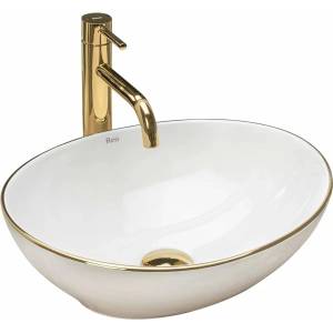 Rea Мивка за плот Rea Sofia Gold Edge 41 см, бяла/златна (5902557356607)