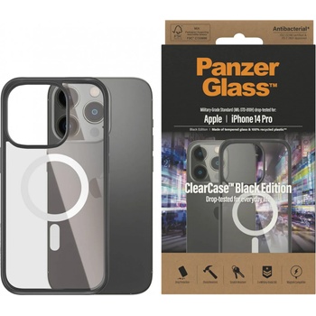 Panzer Гръб ClearCase PanzerGlass, MagSafe за Apple Iphone 14 Pro , Antibacterial - Черна рамка