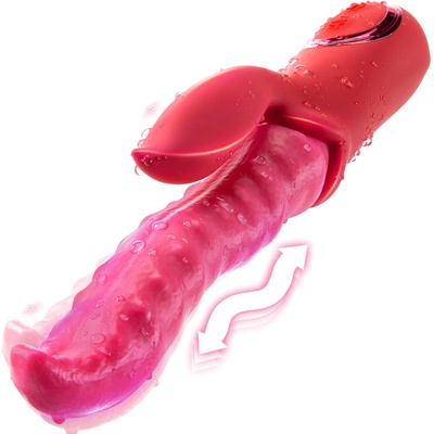 SuperLove Wriggling Tongue Powerful Dual Vibrator Red