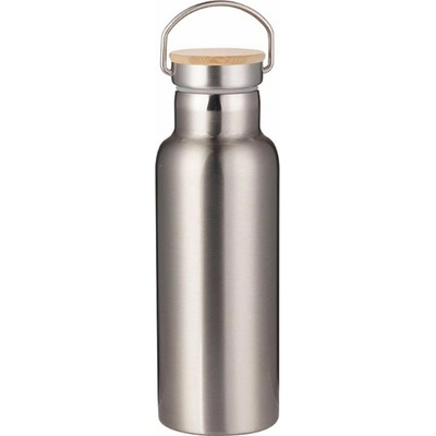 AveTech Stříbrná termoska s bambusovým víčkem 500 ml