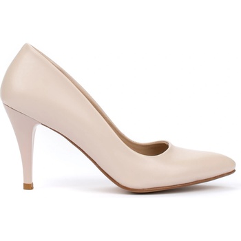 Дамски обувки на ток в светло бежов цвят