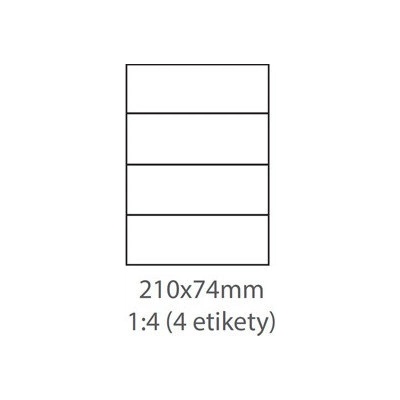 etikety ECODATA Samolepiace 210x74 univerzálne biele 4ks/A4 (100 listov A4/bal.) ECO-21007400