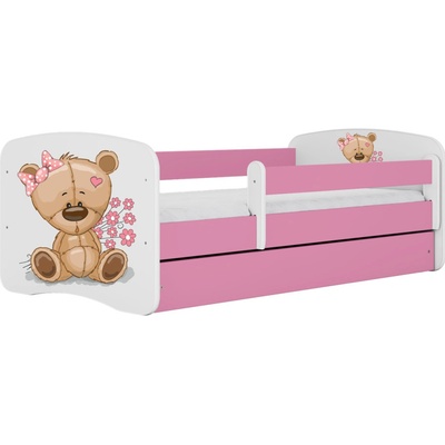 Kocot kids Babydreams macko s kvietkami ružová se šuplíky s matrací