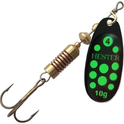 Hester Fishing rotačná trblietka Ospray Black Green Dots 4g