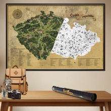 Stieracia mapa Česka DELUXE XL - strieborná