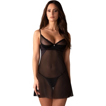 Obsessive Stelisa Chemise & Thong Black S/M