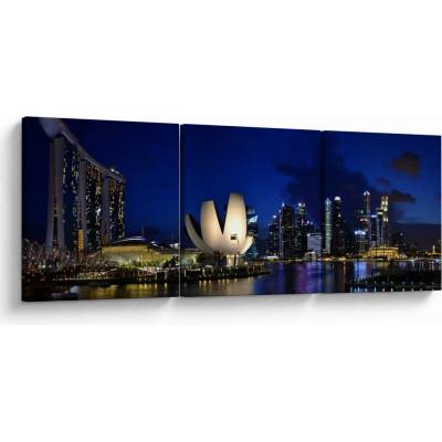 Obraz nočního Singapouru, třídílný 150x50 cm