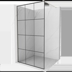 Mexen Kioto душова стена Walk-in 120 x 200 cm, черна решетка 8 мм, четкан никел (800-120-101-97-77)