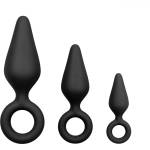 EasyToys - анален плъг с пръстен - комплект 3 броя - черен - lovesexshop