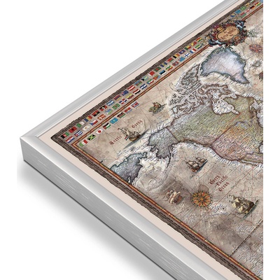 RayWorld Svět - nástěnná mapa Ray World Retro 136 x 92 cm Varianta: mapa v hliníkovém rámu, Provedení: stříbrný rám