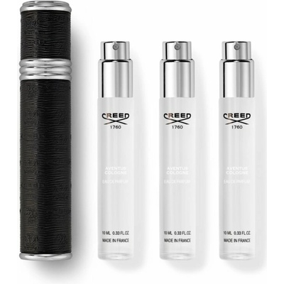 Creed Aventus Cologne EDP 3 x 10 ml + Creed Travel Atomiser silver black plniteľný rozprašovač parfémov