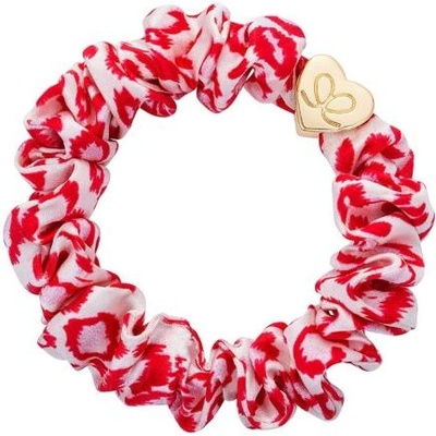 By Eloise London Silk Scrunchie Gold Heart гривна / ластик за коса цвят червен