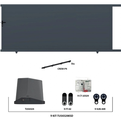 Posuvná hliníková brána 4000 x 1862 mm s pohonom TUS4324KSD