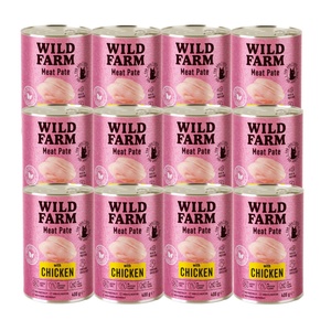 WILD FARM Пастет с пилешко месо 12x400 г - безглутенова храна за котки