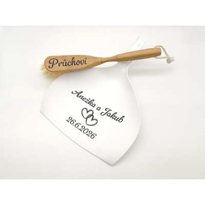 D decor svatební smetáček s lopatkou Srdíčka – Zboží Dáma