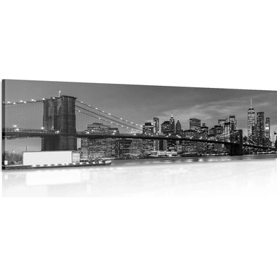 Obraz očarující most v Brooklynu v černobílém provedení - 90x30