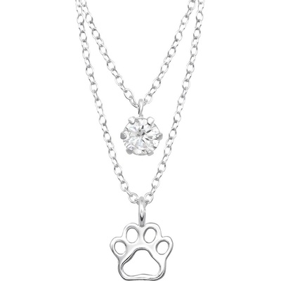 all4Silver Vrstvený streiborný náhrdeľník labka M33005-A4S