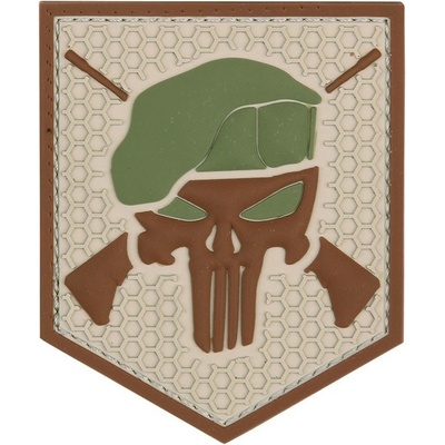 101INC Nášivka COMMANDO PUNISHER velcro 3D PVC COYOTE