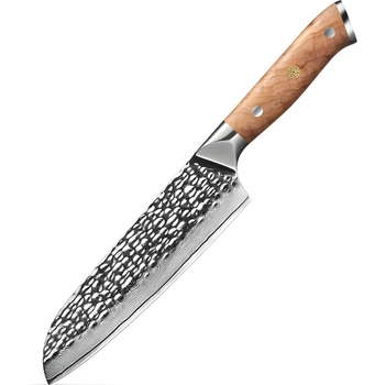 HARAHU Дамаски кухненски нож ZA-37480 - Santoku / Кафяв KP37480 (ZA-37480)