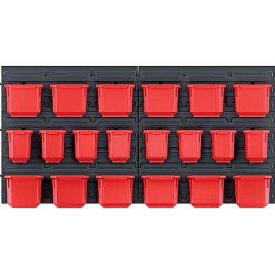 PK Group Závesný panel s 20 zásobníkmi 800x165x400 mm červenočerný