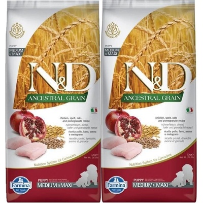 N&D Grain Free Pumpkin Puppy Medium & Maxi Chicken & Pomegranate 2 x 12 kg