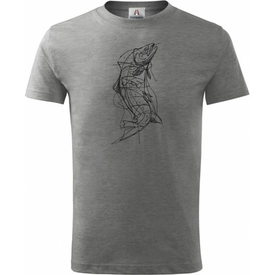 Dětské tričko Pstruh Line Art černý potisk Basic rybaření